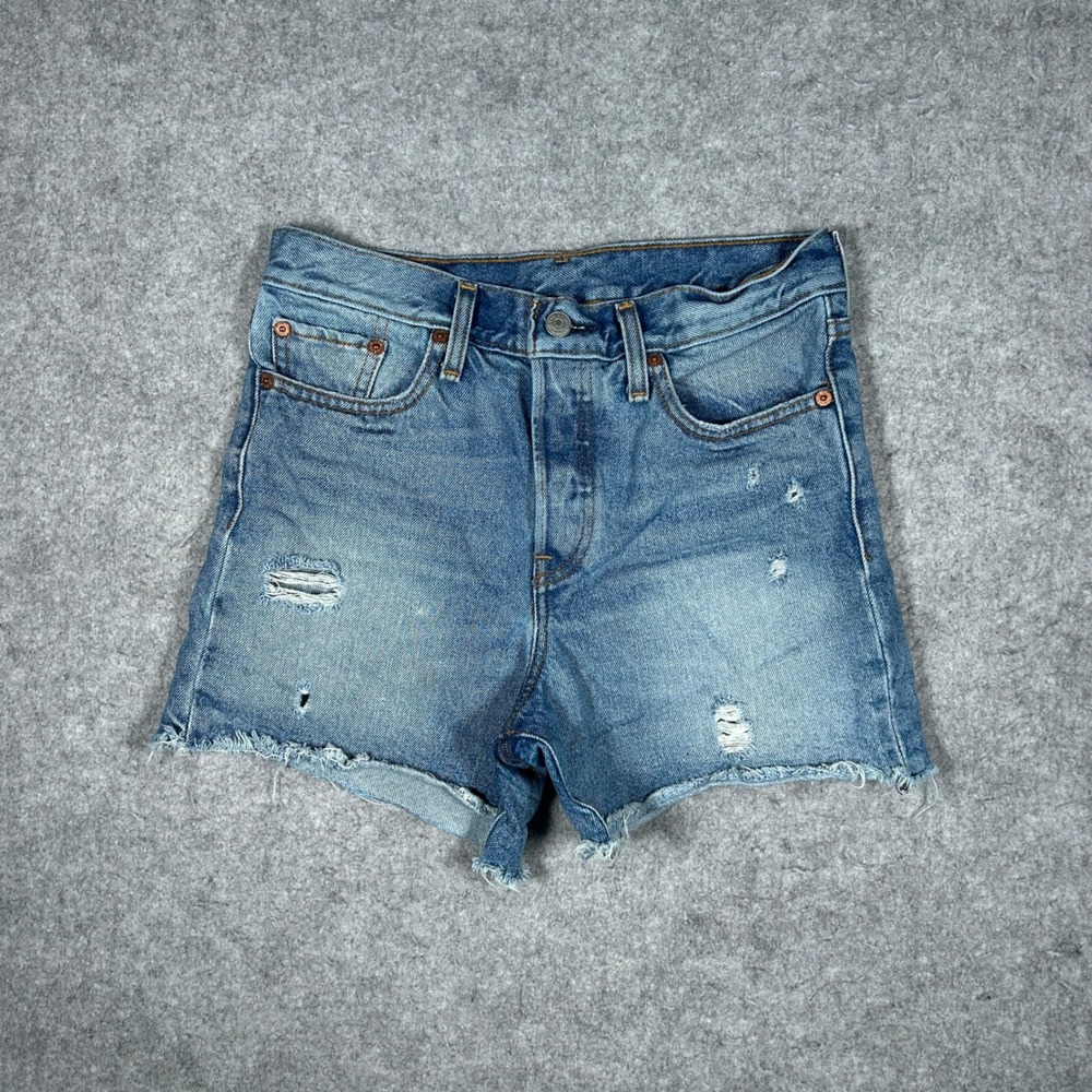 Levi's Denim‎ Shorts Womens W28 Blue 501 Original Distressed Cut Off High Rise